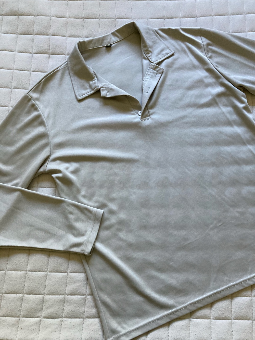 Men's Long Sleeve Polo Golf Shirt in Light Gray - Classic Comfort